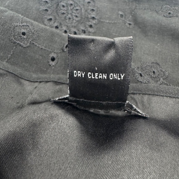 Carole Little Skirt Women 14 Black Eyelet Linen Blend Vintage Boho Goth Festival - Picture 10 of 13